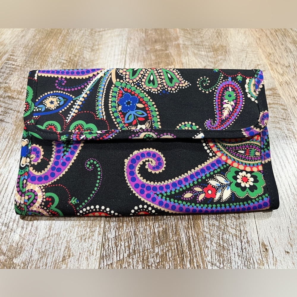 Vera Bradley Makeup Brush Case Katalina Black Paisley Travel Bag